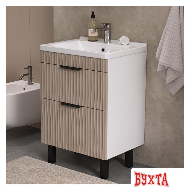 Мебель для ванных комнат Volna Тумба под умывальник Lotty 60.2Y Миранда (латте, напольная) 3
