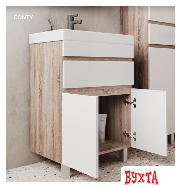 Мебель для ванных комнат Volna Тумба под умывальник Conty 80.2D.1Y (напольная) 3