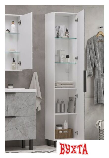 Мебель для ванных комнат Volna Шкаф-пенал Twing 40 бетон 3