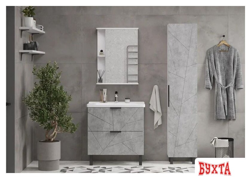 Мебель для ванных комнат Volna Шкаф-пенал Twing 40 бетон 4