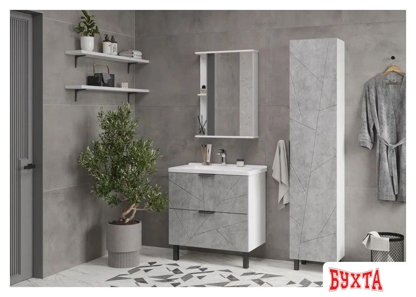 Мебель для ванных комнат Volna Шкаф-пенал Twing 40 бетон 5