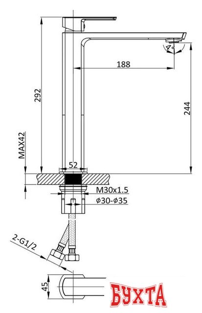 Смеситель Vincea VBF-1N2BG 3