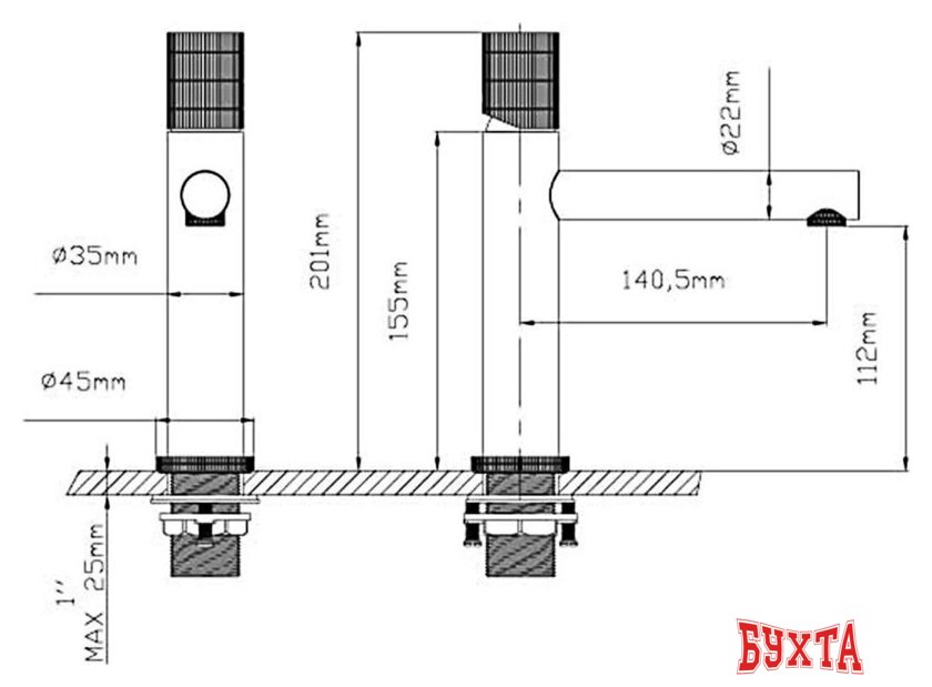 Смеситель Vincea VBF-4G1BN 3