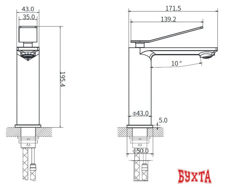 Смеситель Vincea VBF-2VE1GM 3