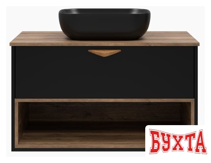 Мебель для ванных комнат Brevita Тумба под умывальник Bergen 90 BER-07090-19-02-1Я (черный/темное дерево) 3