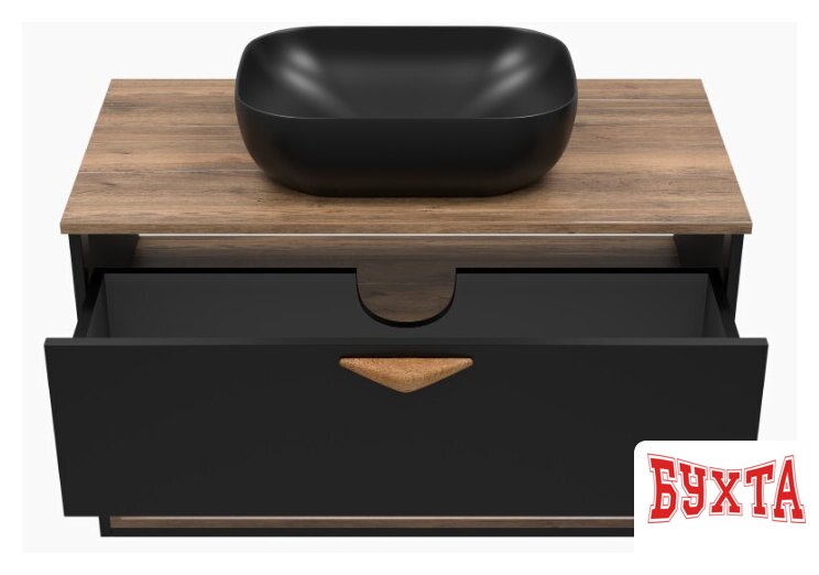 Мебель для ванных комнат Brevita Тумба под умывальник Bergen 90 BER-07090-19-02-1Я (черный/темное дерево) 4