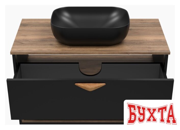 Мебель для ванных комнат Brevita Тумба под умывальник Bergen 90 BER-07090-19-02-1Я (черный/темное дерево) 5