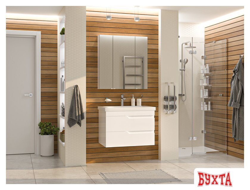 Мебель для ванных комнат Misty Тумба под умывальник Софт 75 П-Соф-01075-011П2Я 5