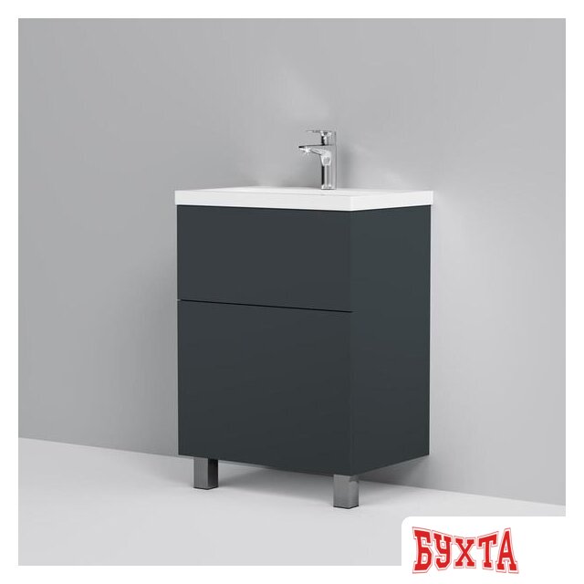 Мебель для ванных комнат AM.PM Тумба под умывальник Gem 60 M90FSX06022GM32 (2 ящика, графит) 2