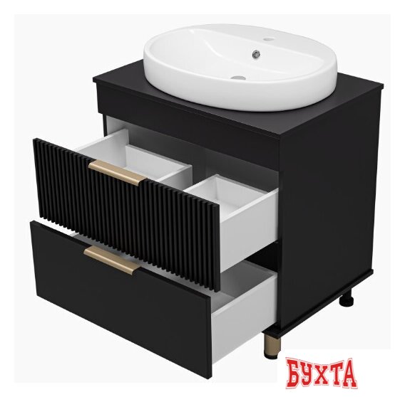 Мебель для ванных комнат Brevita Тумба под умывальник Enfida 70 ENF-06070-0242Я (черный матовый) 4