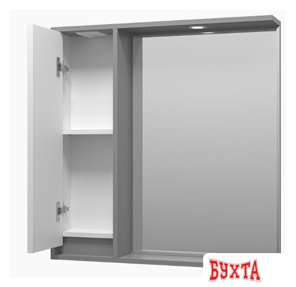 Мебель для ванных комнат Brevita Шкаф с зеркалом Balaton 80 L BAL-04080-01-01Л (серый) 3
