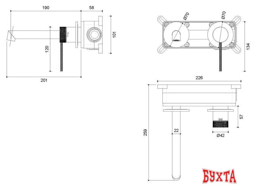 Смеситель Vincea VBFW-2RM1GM 3