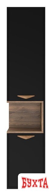 Мебель для ванных комнат Briz Шкаф-пенал Bergen 35 BER-05035-02-19-ПоП (правый, черный/темное дерево) 2