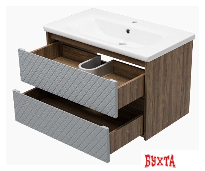 Мебель для ванных комнат Brevita Тумба под умывальник Chester 80 CHE-09080-49502Я (серый/темное дерево) 4