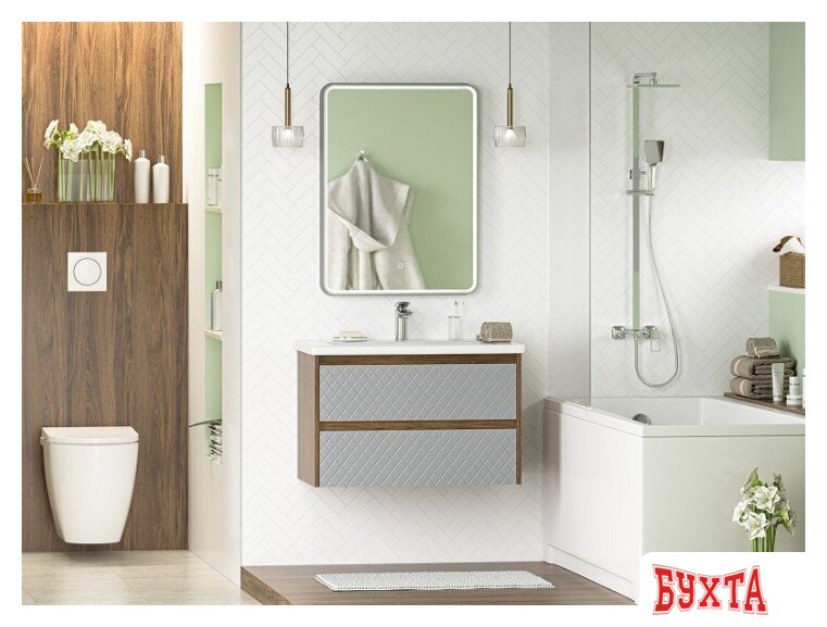 Мебель для ванных комнат Brevita Тумба под умывальник Chester 80 CHE-09080-49502Я (серый/темное дерево) 5