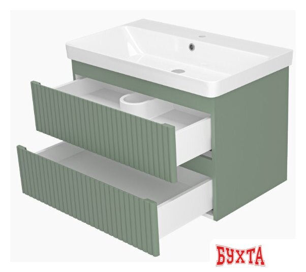 Мебель для ванных комнат Brevita Тумба под умывальник Victory 80 VIC-09080-0802Я (зеленый матовый) 4