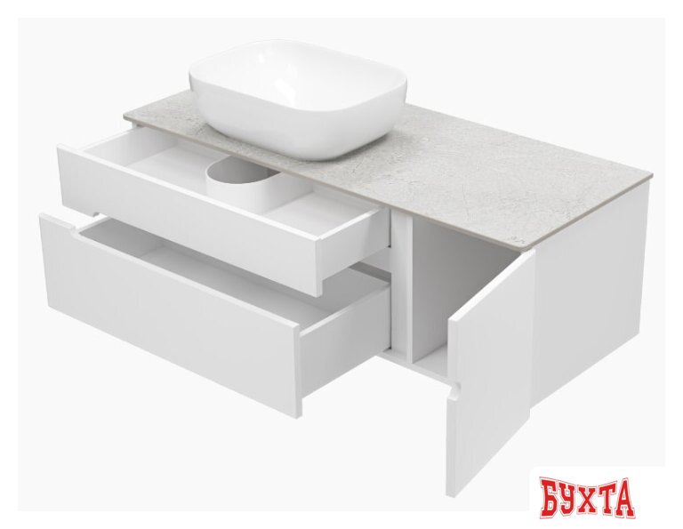 Мебель для ванных комнат Misty Тумба под умывальник Роял 120 П-Роя-01120-011П2Я (подвесная, белый) 4