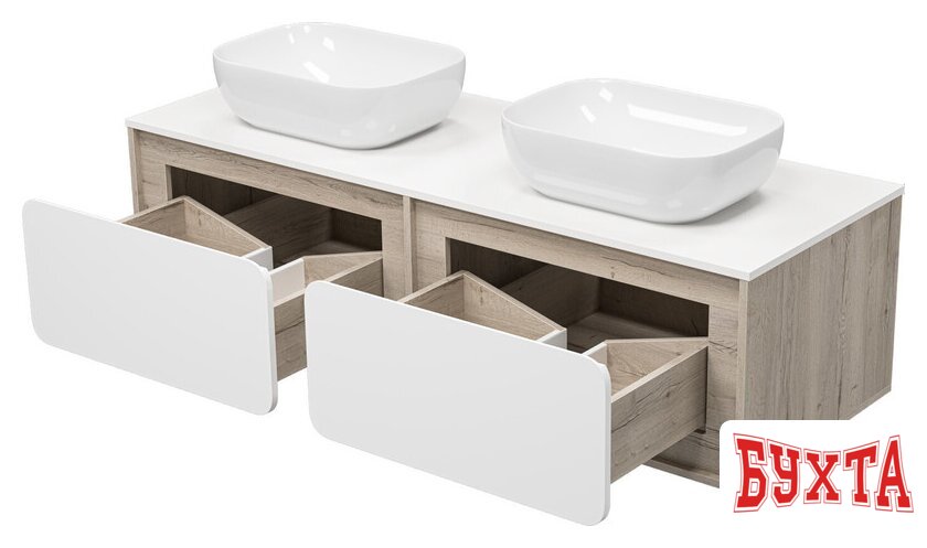 Мебель для ванных комнат Misty Тумба под умывальник Дубль 150 П-Дуб-09150-372Я 4