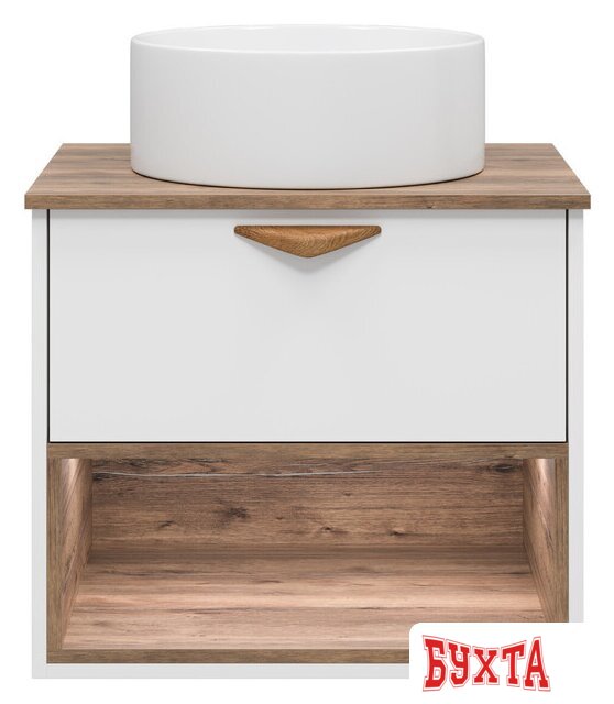 Мебель для ванных комнат Brevita Тумба под умывальник Bergen 60 BER-07060-19-01-1Я (белый/темное дерево) 2
