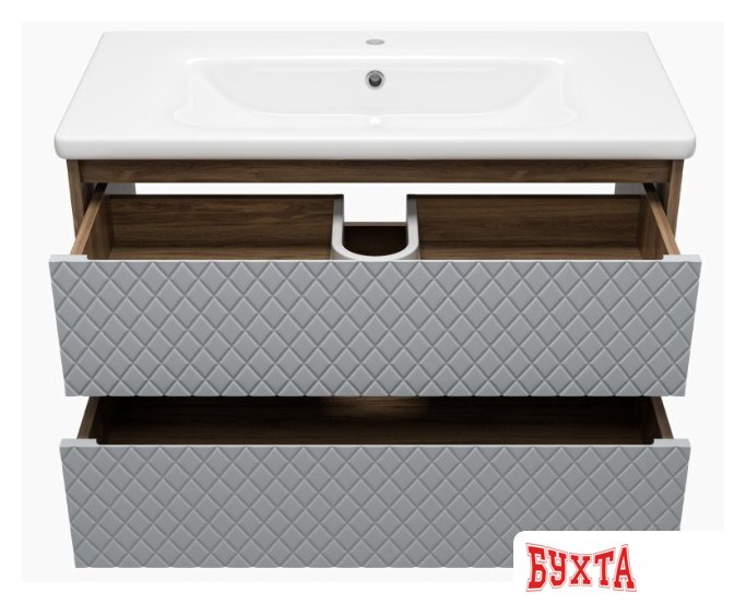 Мебель для ванных комнат Brevita Тумба под умывальник Chester 90 CHE-09090-49502Я (серый/темное дерево) 3