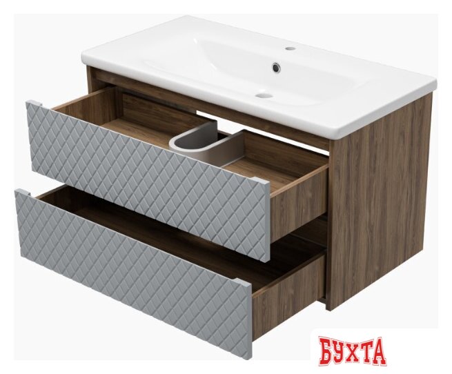 Мебель для ванных комнат Brevita Тумба под умывальник Chester 90 CHE-09090-49502Я (серый/темное дерево) 4