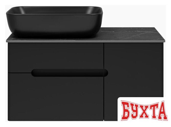 Мебель для ванных комнат Misty Тумба под умывальник Роял 80 П-Роя-01080-021П2Я (подвесная, черный) 1
