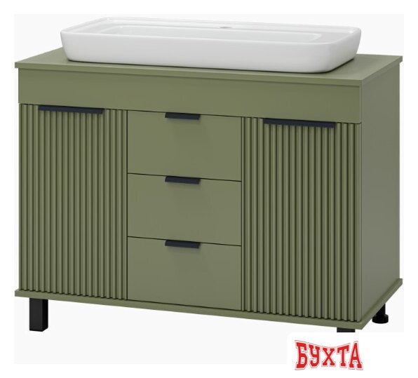 Мебель для ванных комнат Brevita Тумба под умывальник Enfida 100 ENF-06100-0843Я (зеленый матовый) 1