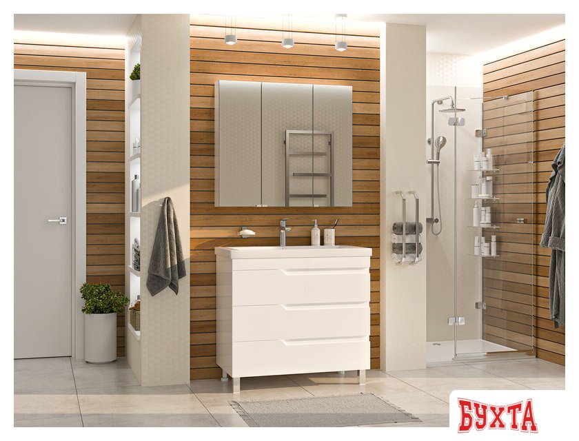 Мебель для ванных комнат Misty Тумба под умывальник Софт 90 П-Соф-01090-0113Я 5