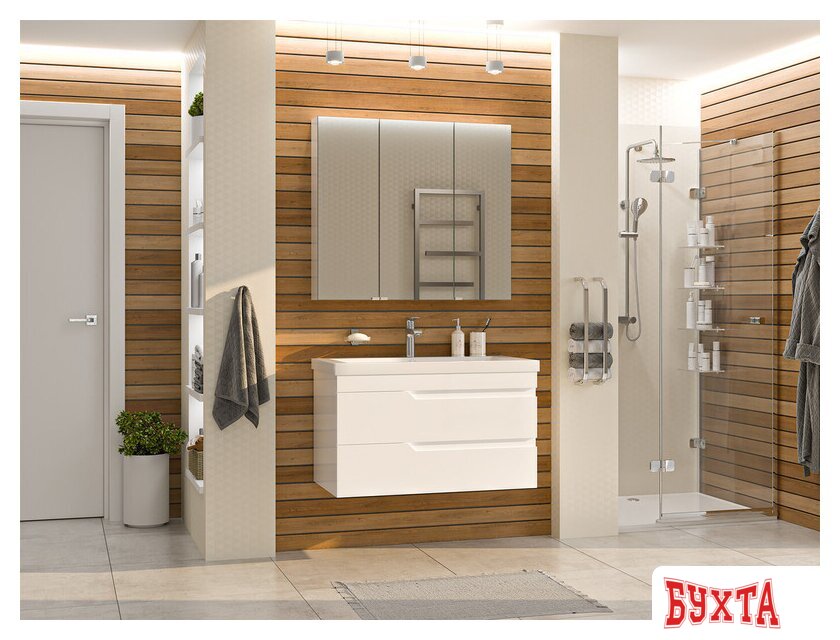 Мебель для ванных комнат Misty Тумба под умывальник Софт 90 П-Соф-01090-011П2Я 5