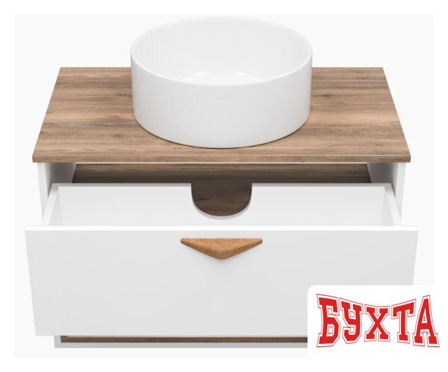 Мебель для ванных комнат Brevita Тумба под умывальник Bergen 80 BER-07080-19-01-1Я (белый/темное дерево) 3