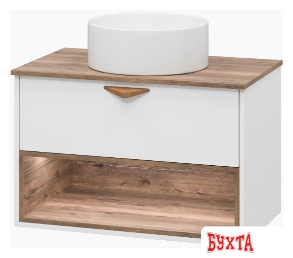 Мебель для ванных комнат Brevita Тумба под умывальник Bergen 80 BER-07080-19-01-1Я (белый/темное дерево) 4