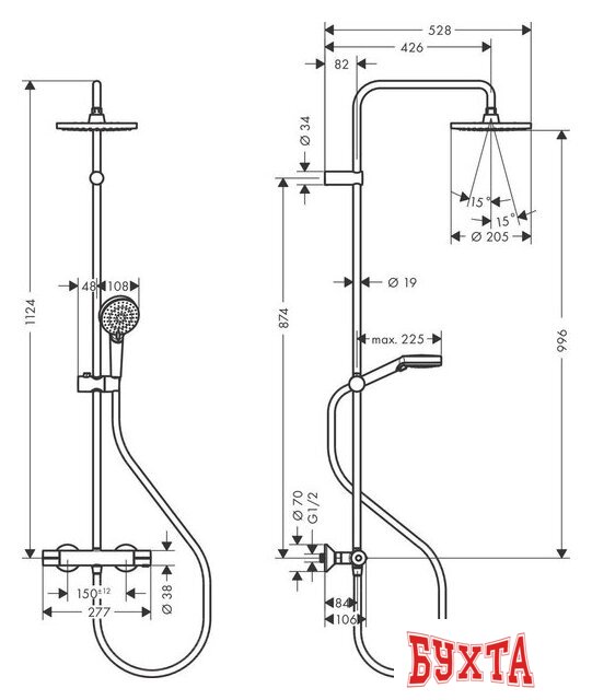 Душевая система Hansgrohe Vernis Blend 26276670 2