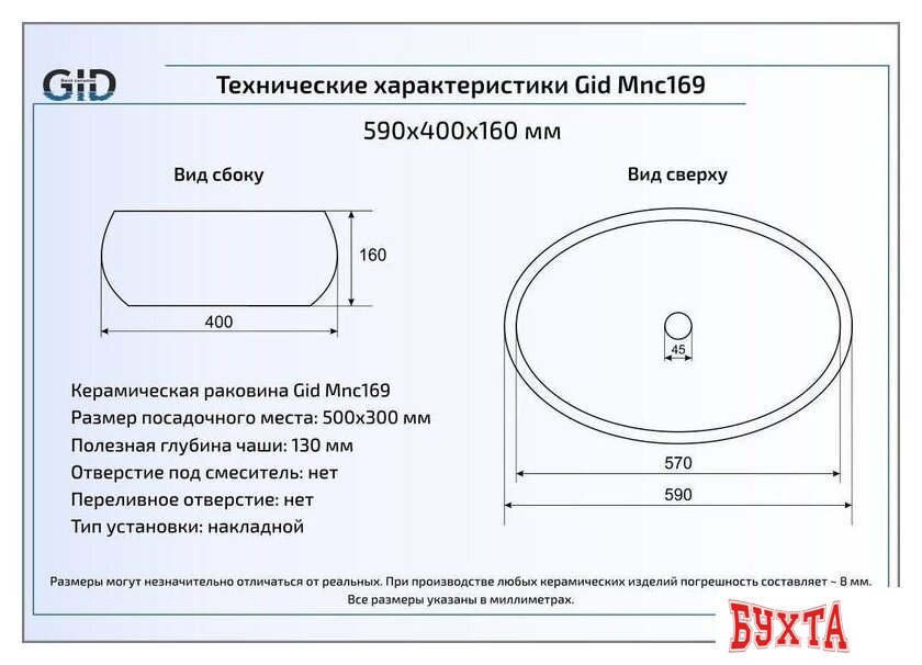 Умывальник Gid MNC169 (белый/красный) 2