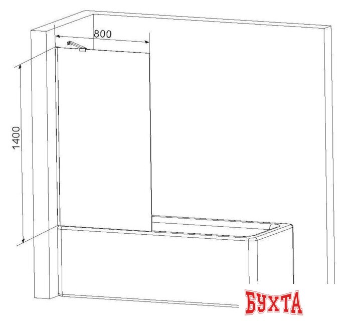 Стеклянная шторка для ванны AM.PM Gem W90BS-080-140CT 3
