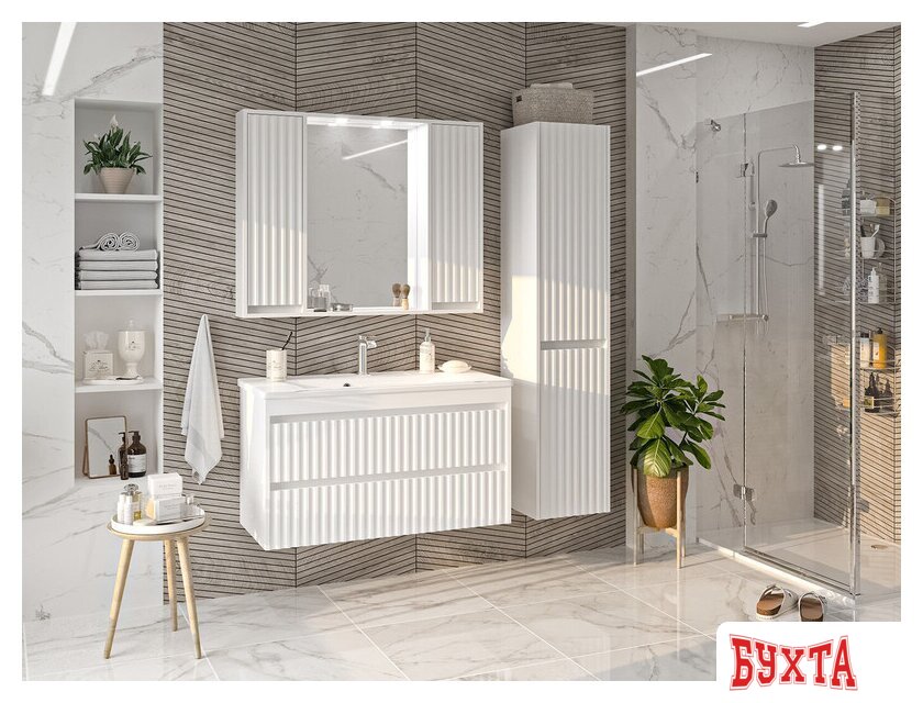 Мебель для ванных комнат Brevita Шкаф с зеркалом Balaton 100 BAL-04100-01-011 5