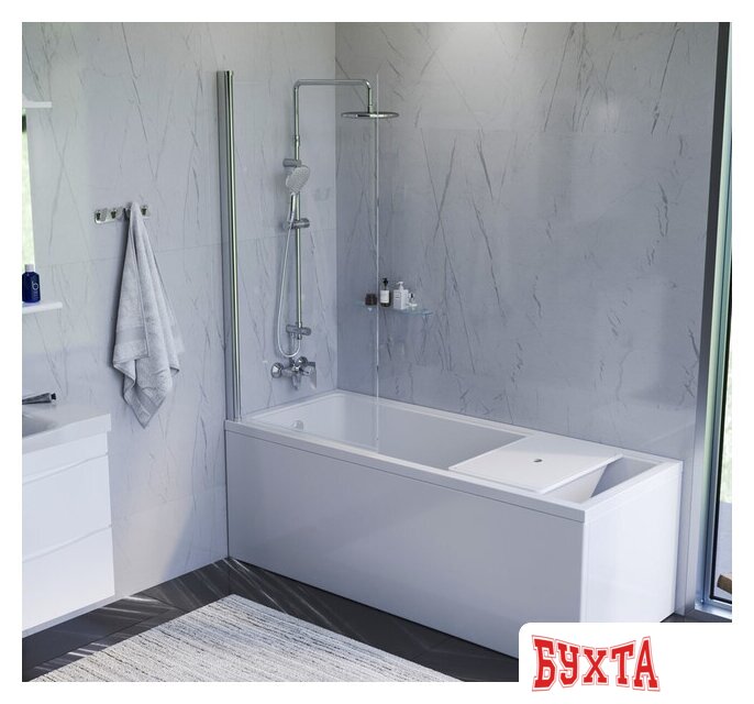 Стеклянная шторка для ванны AM.PM Gem W90BS-D080-140CT 2