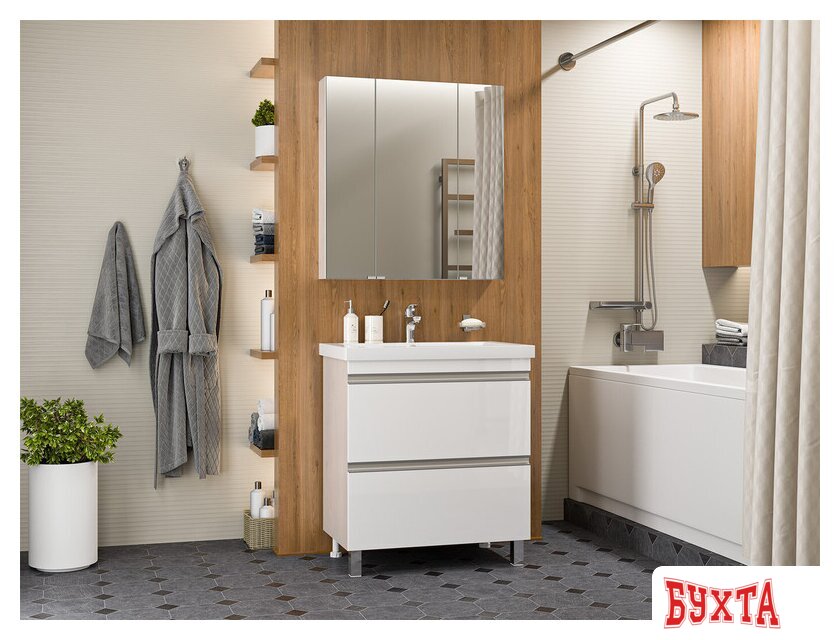 Мебель для ванных комнат Misty Тумба под умывальник Ингрид 75 П-Инг-01075-012Я 5