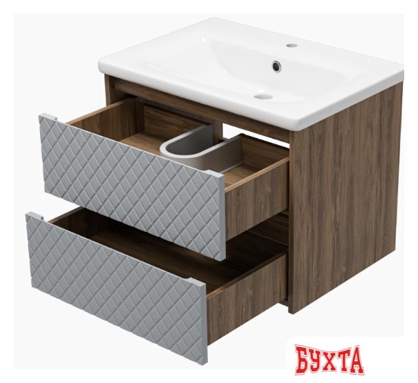 Мебель для ванных комнат Brevita Тумба под умывальник Chester 65 CHE-09065-49502Я (серый/темное дерево) 4