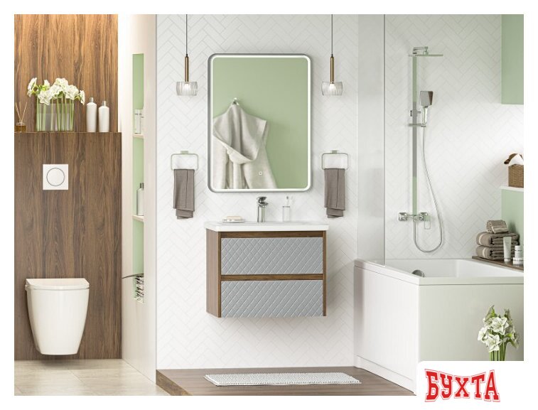 Мебель для ванных комнат Brevita Тумба под умывальник Chester 65 CHE-09065-49502Я (серый/темное дерево) 5