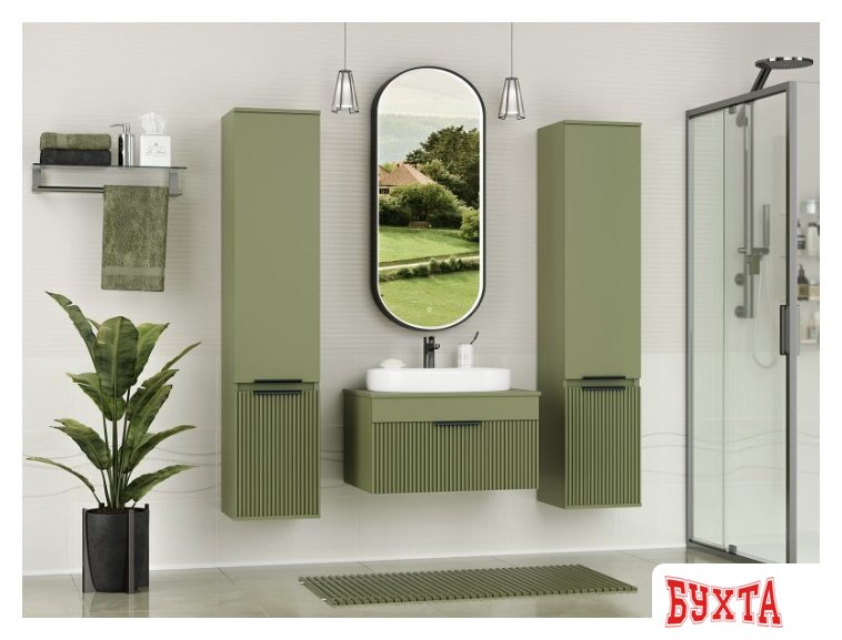 Мебель для ванных комнат Brevita Тумба под умывальник Enfida 70 ENF-06070-0841Я (зеленый матовый) 5