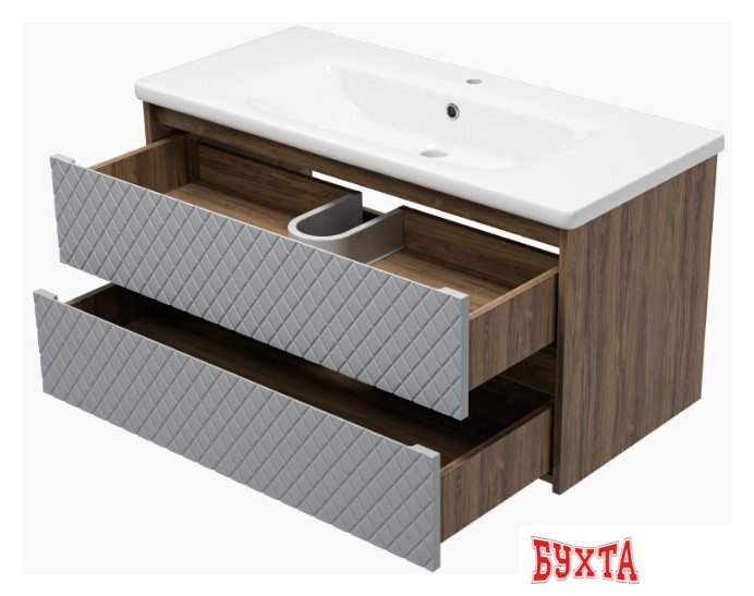 Мебель для ванных комнат Brevita Тумба под умывальник Chester 100 CHE-09100-49502Я (серый/темное дерево) 4