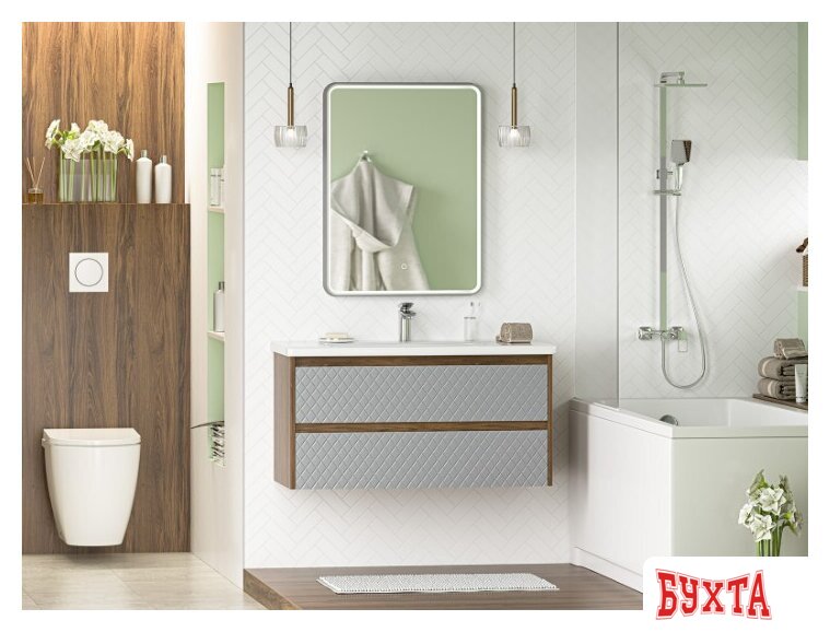 Мебель для ванных комнат Brevita Тумба под умывальник Chester 100 CHE-09100-49502Я (серый/темное дерево) 5