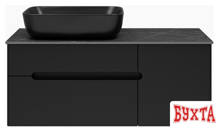 Мебель для ванных комнат Misty Тумба под умывальник Роял 100 П-Роя-01100-021П2Я (подвесная, черный) 4