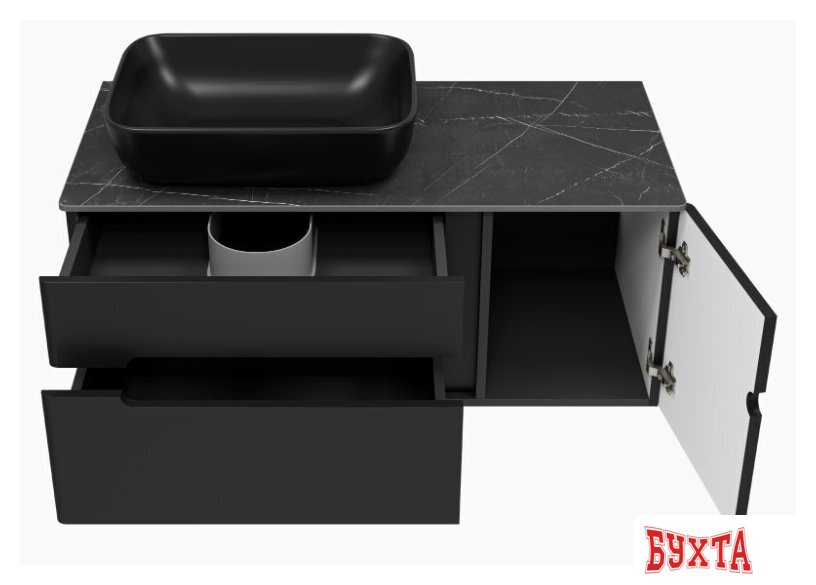 Мебель для ванных комнат Misty Тумба под умывальник Роял 100 П-Роя-01100-021П2Я (подвесная, черный) 5