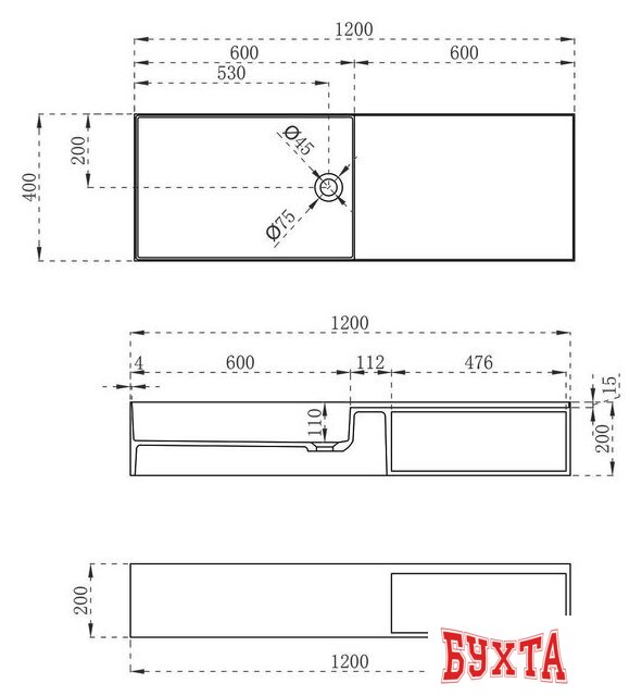 Умывальник Vincea VWB-6S112MW 4