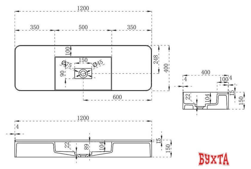 Умывальник Vincea VWB-6S312MW 5