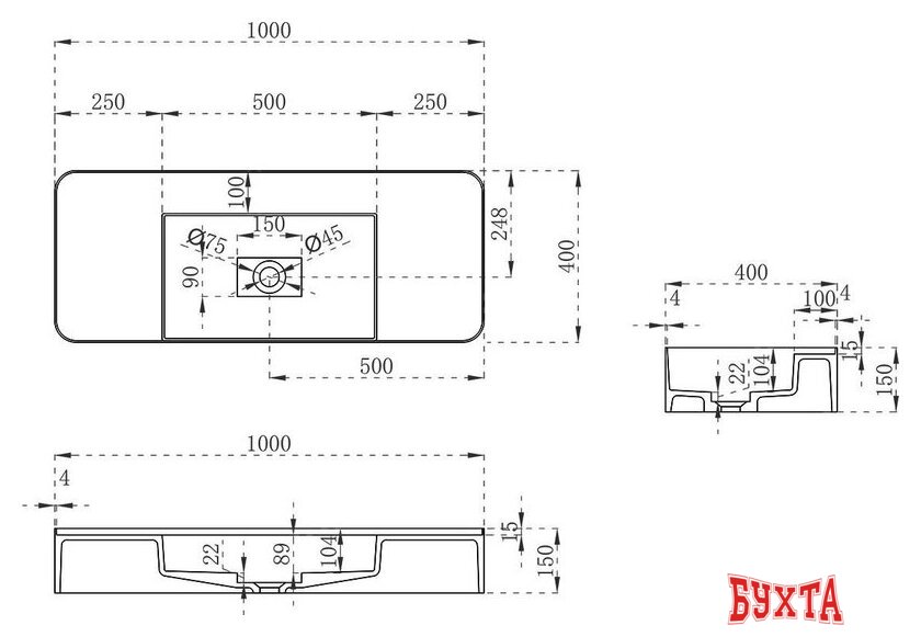 Умывальник Vincea VWB-6S380MW 5