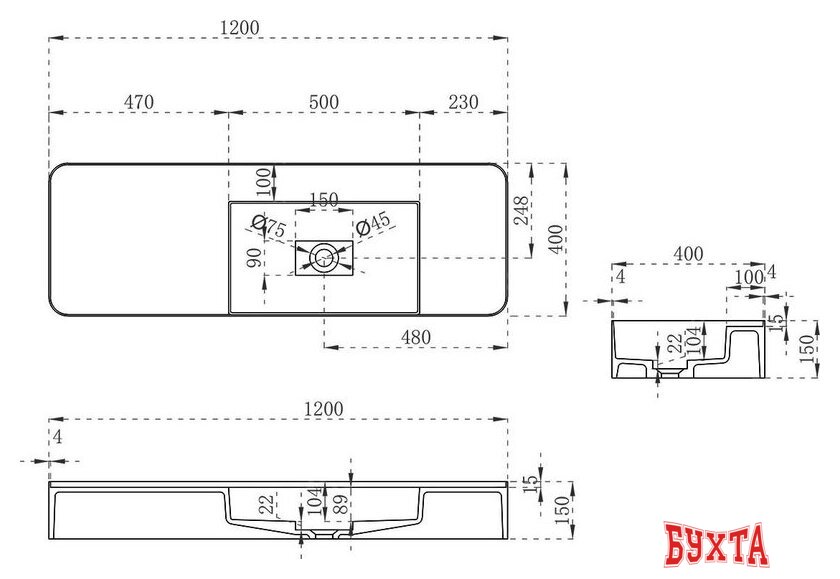 Умывальник Vincea VWB-6S412MW 5
