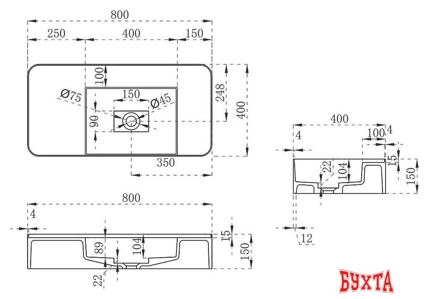 Умывальник Vincea VWB-6S480MW 5