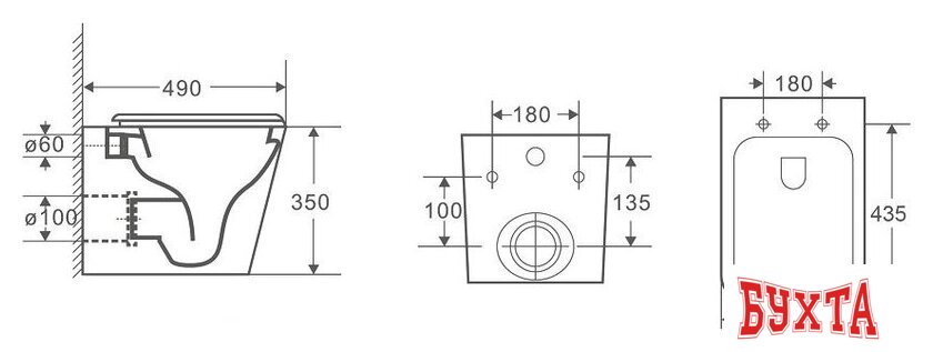 Унитаз подвесной CeramaLux 5171MW (белый, матовый) 2